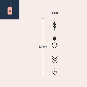 Fine Line Stacked Symbols Tattoo - 4 | Temporalis