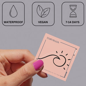 Fine line wave & sun temporary tattoo - 3 | Temporalis
