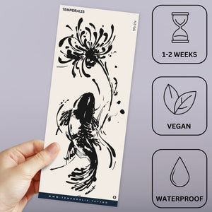 Fish and flower temporary tattoo, sumi - e style - 3 | Temporalis