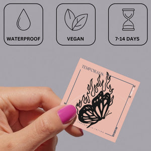 Flaming Butterfly Temporary Tattoo - 3 | Temporalis