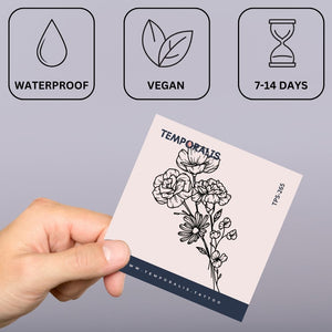 Floral bouquet temporary tattoo with rose, carnation and daisy - 3 | Temporalis