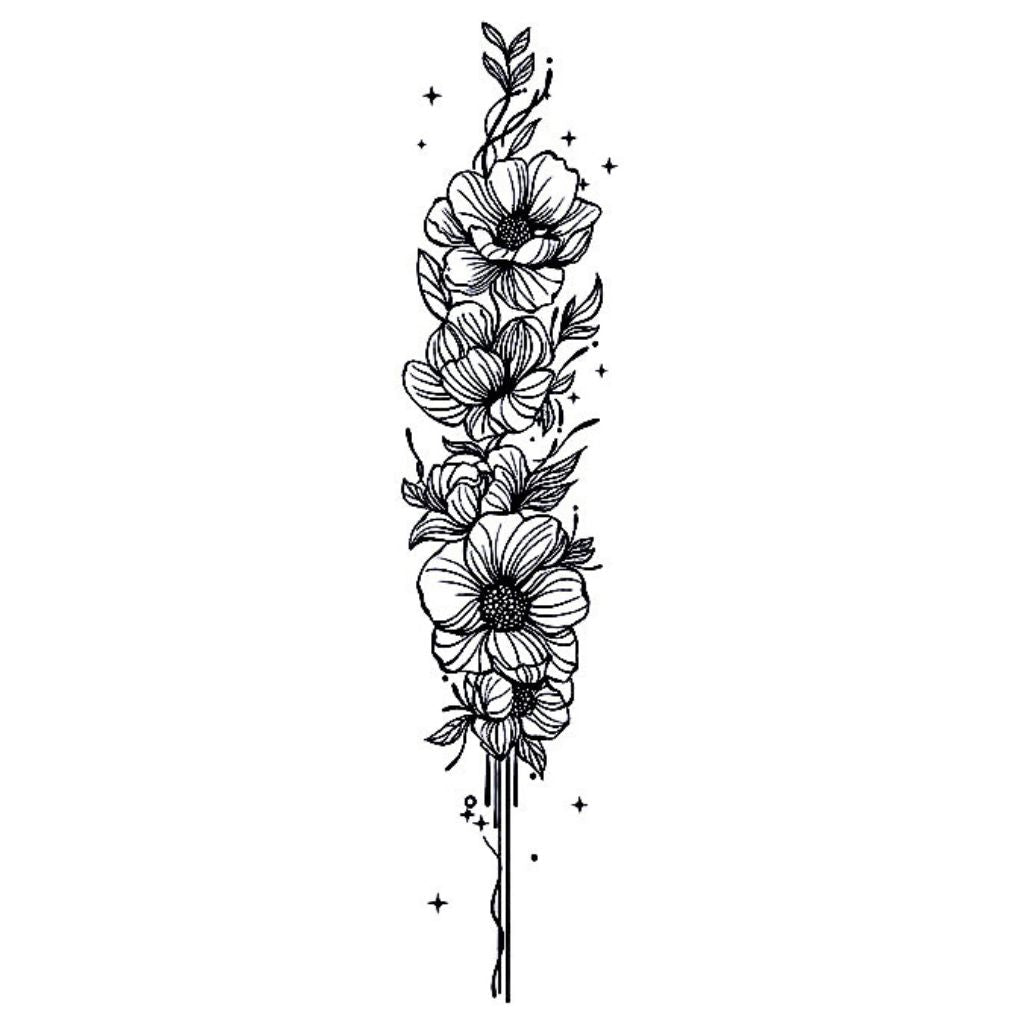Floral Cluster Tattoo - 2 | Temporalis