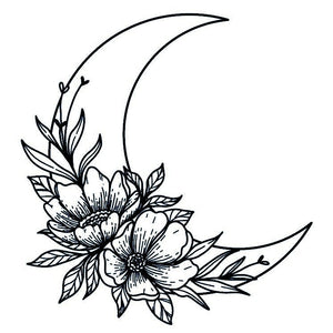 Floral crescent moon temporary tattoo - 2 | Temporalis