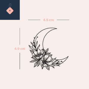 Floral crescent moon temporary tattoo - 4 | Temporalis