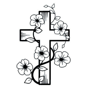 Floral cross temporary tattoo with vines - 2 | Temporalis