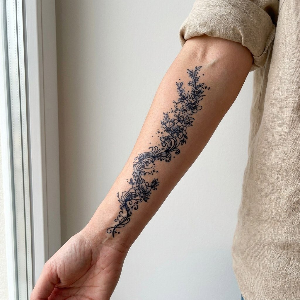 Floral Garland Tattoo - 1 | Temporalis