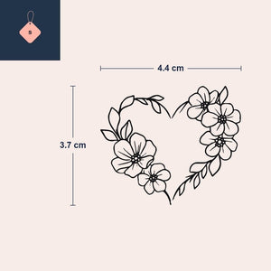 Floral Heart Outline Tattoo - 4 | Temporalis