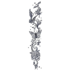 Floral Hummingbird Banner Tattoo - 2 | Temporalis