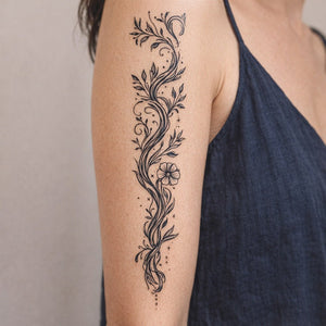 Floral Wave Banner Tattoo - 1 | Temporalis