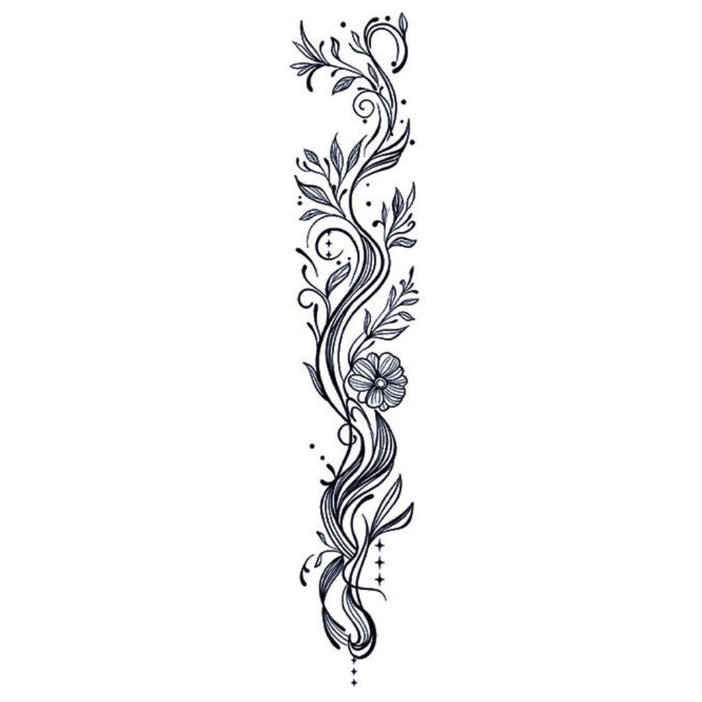Floral Wave Banner Tattoo - 2 | Temporalis