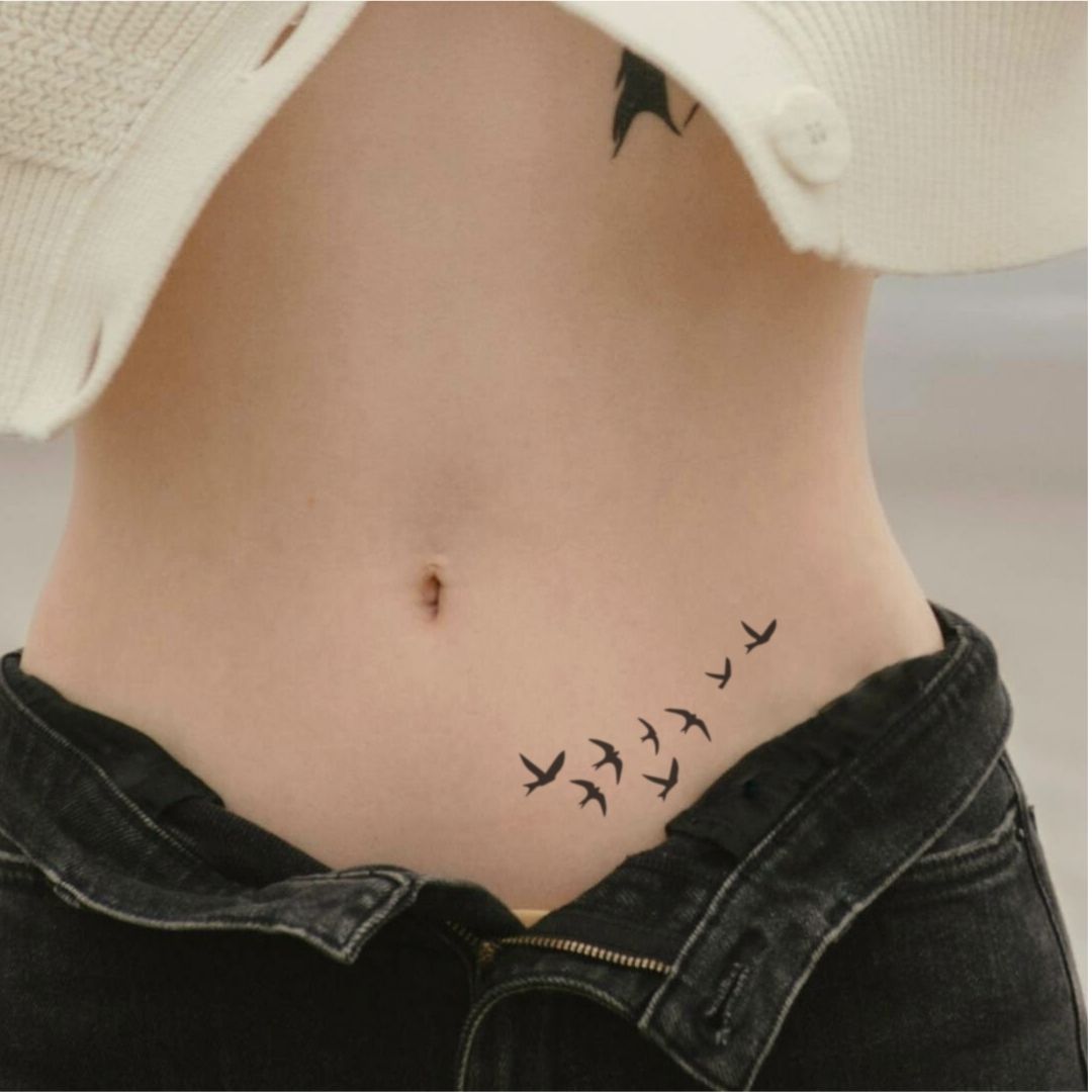 Flying Birds Silhouette Temporary Tattoo - 1 | Temporalis