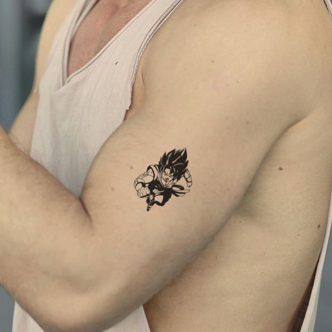 Flying manga fighter temporary tattoo, fist forward - 1 | Temporalis