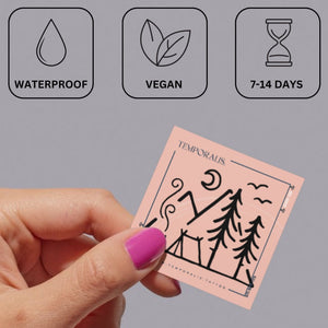 Forest campsite temporary tattoo with tent and campfire 4 - Temporalis