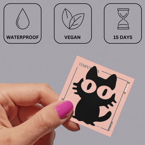 Gato gracioso 3 - Temporalis® - Tatuaje temporal