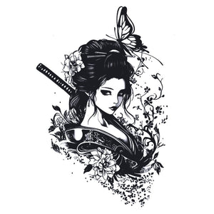 Geisha with Katana Tattoo - 2 | Temporalis