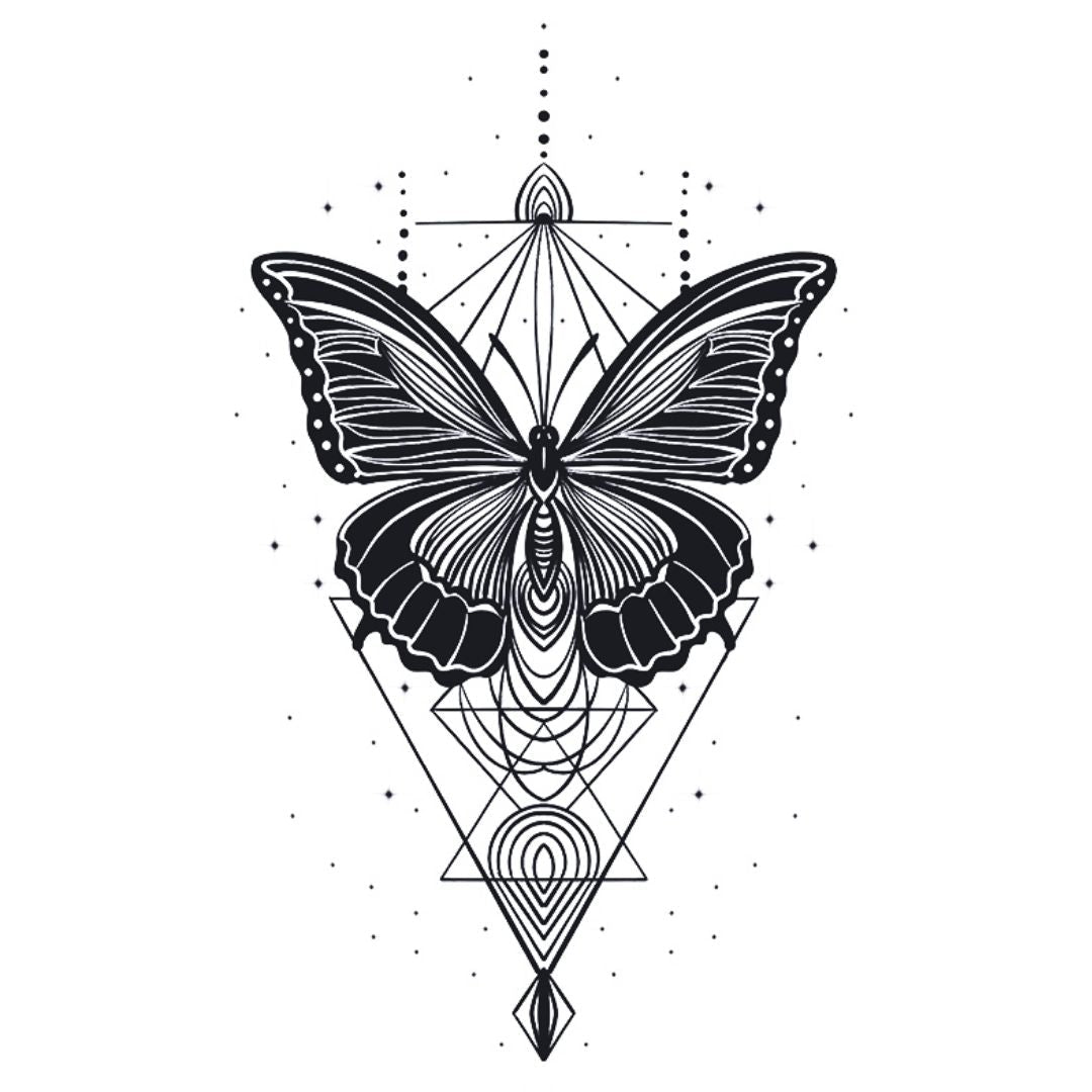 Geometric Butterfly Tattoo - 2 | Temporalis