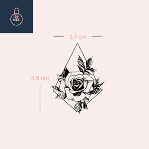 Geometric Diamond Rose Temporary Tattoo - 4 | Temporalis