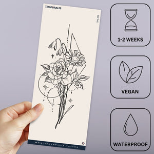 Ramo floral geométrico 3 - Temporalis® - Tatuaje temporal