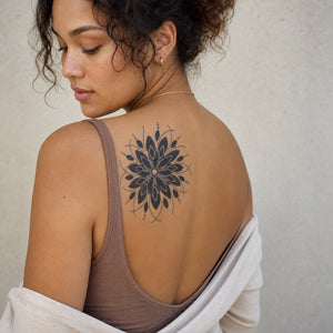 Geometric floral mandala temporary tattoo - 1 | Temporalis