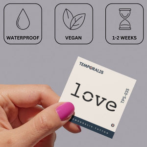 Geometric 'love' temporary tattoo - 3 | Temporalis