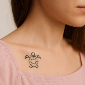 Geometric turtle temporary tattoo - 1 | Temporalis