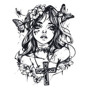Gothic Girl with Cross Tattoo - 2 | Temporalis