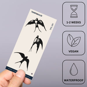 Graciös svalfluga 2 - Temporalis® - Tillfällig tatuering