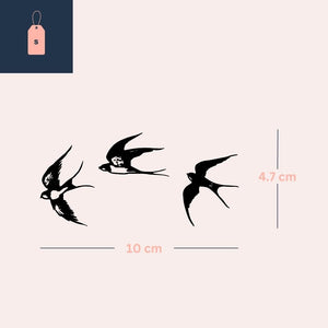 Graciös svalfluga 3 - Temporalis® - Tillfällig tatuering