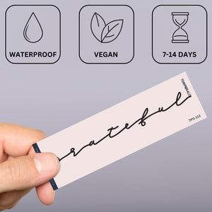 grateful' script temporary tattoo - 3 | Temporalis