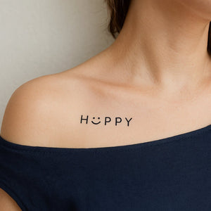 Uśmiechnięta buźka „HAPPY” 1 – Temporalis® – tymczasowy tatuaż