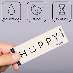 Uśmiechnięta buźka „HAPPY” 2 – Temporalis® – tymczasowy tatuaż
