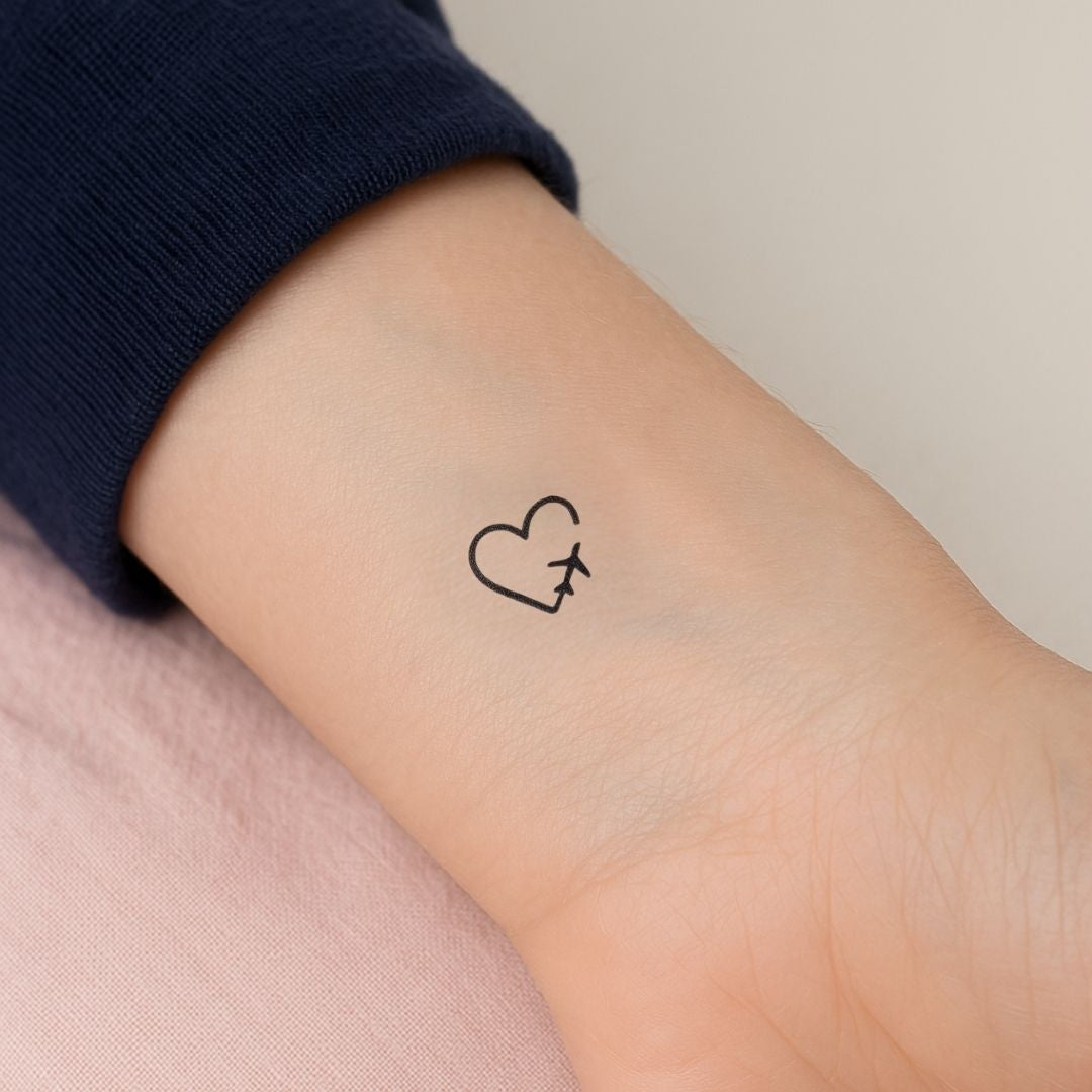 Heart and airplane temporary tattoo - 1 | Temporalis