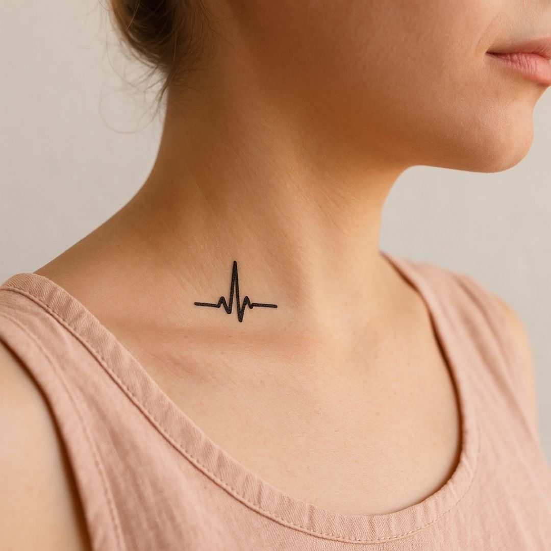 Heartbeat Line Temporary Tattoo - 1 | Temporalis
