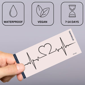 Heartbeat with heart temporary tattoo - 3 | Temporalis