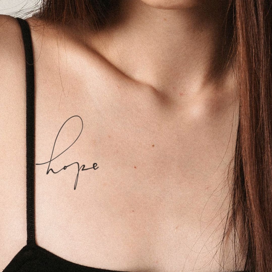 Hope calligraphy temporary tattoo - 1 | Temporalis
