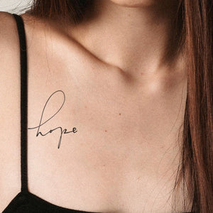 Hope calligraphy temporary tattoo - 1 | Temporalis