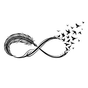 Infinity Feather and Birds Temporary Tattoo - 2 | Temporalis