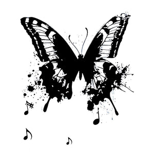 Ink Splash Butterfly Music Tattoo - 2 | Temporalis
