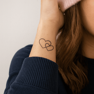 Intertwined hearts temporary tattoo - 1 | Temporalis