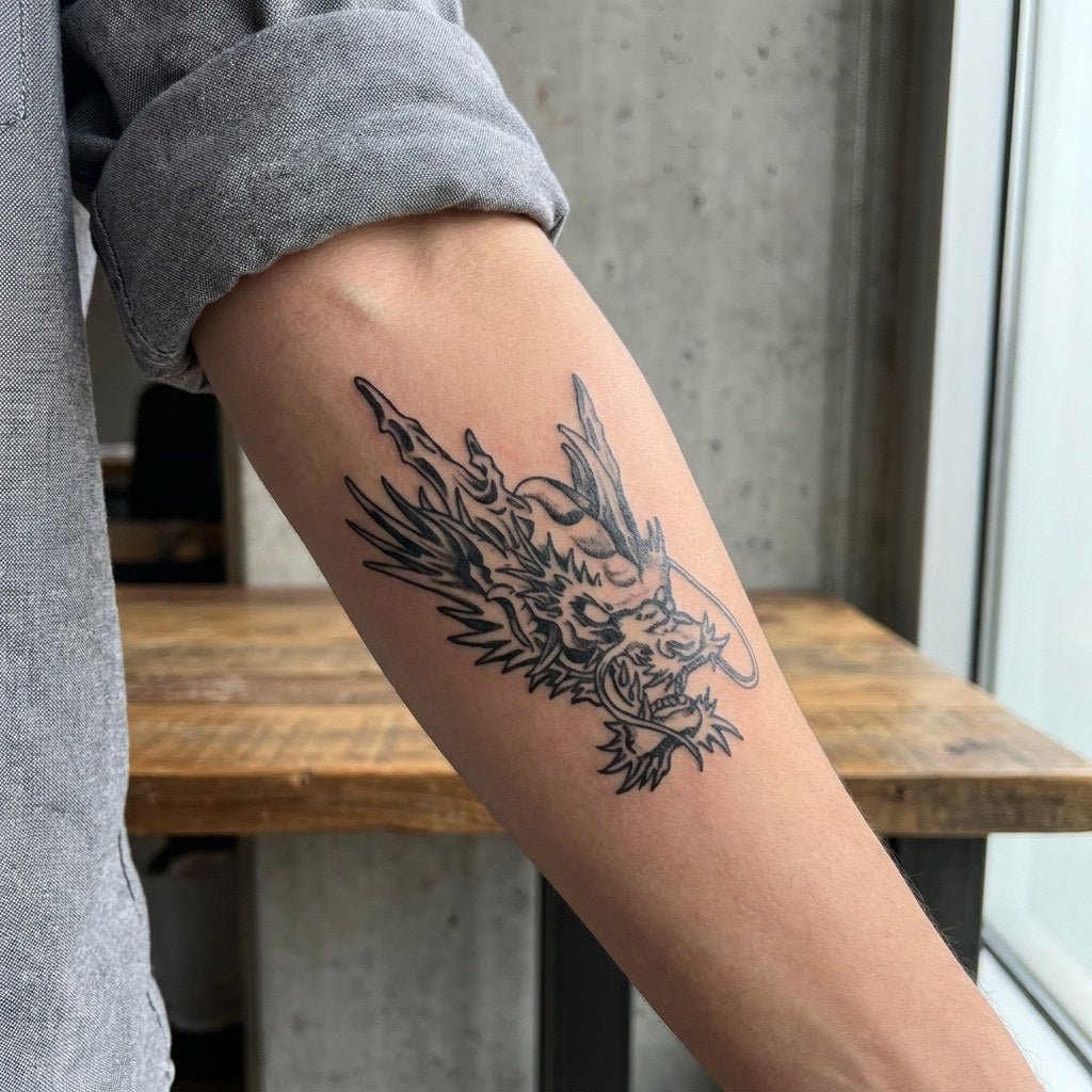 Japanese Dragon Head Tattoo - 1 | Temporalis