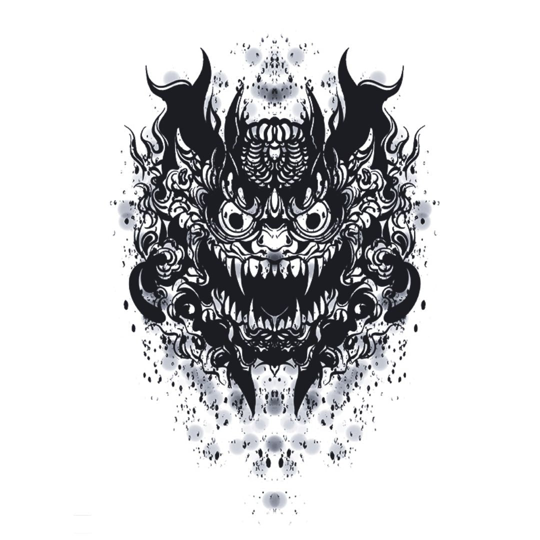 Japanese Oni Demon Mask Tattoo - 2 | Temporalis