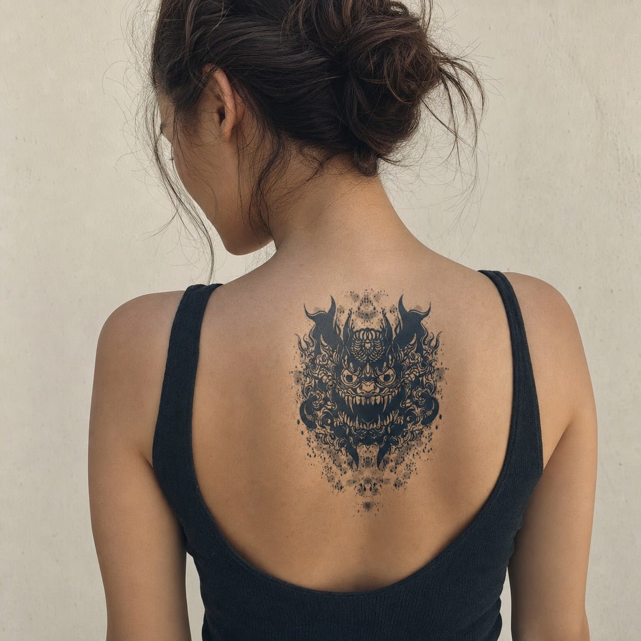 Japanese Oni Demon Mask Tattoo - 1 | Temporalis