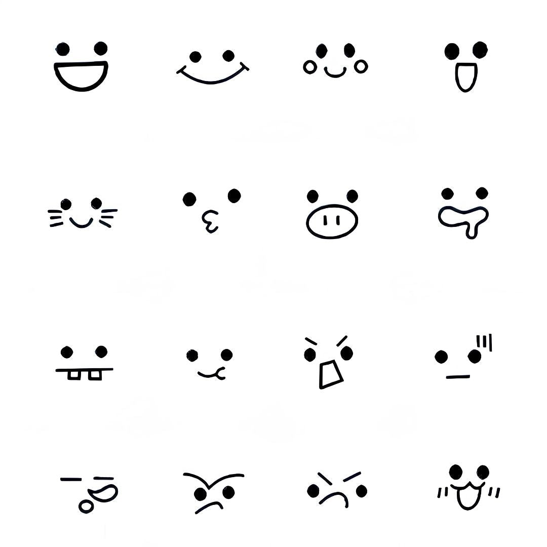 Kawaii Smiley Face Set Tattoo - 2 | Temporalis