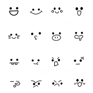 Kawaii Smiley Face Set Tattoo - 2 | Temporalis