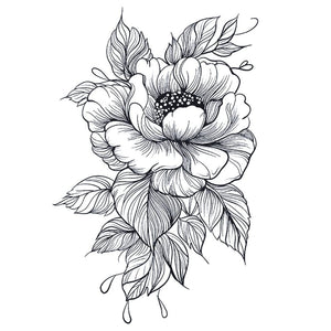 Linework Peony Tattoo - 2 | Temporalis