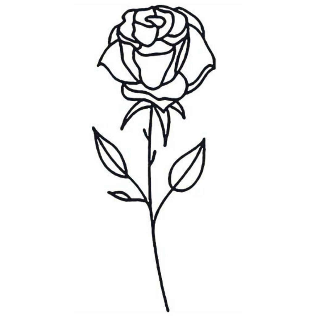 Linework Rose Tattoo - 2 | Temporalis