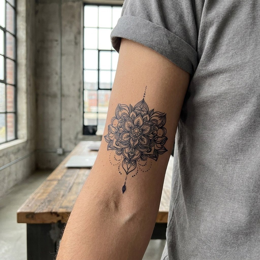 Lotus Mandala Drop Tattoo - 1 | Temporalis