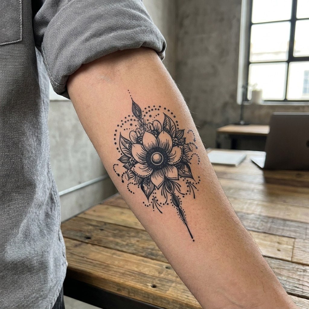 Lotus Mandala Flower Tattoo - 1 | Temporalis
