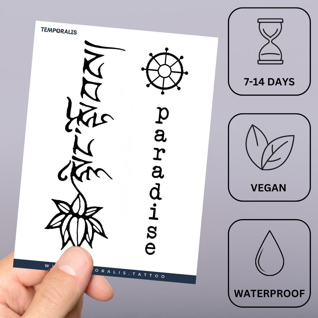Lotus & Sanskrit Spiritual Tattoo - 3 | Temporalis