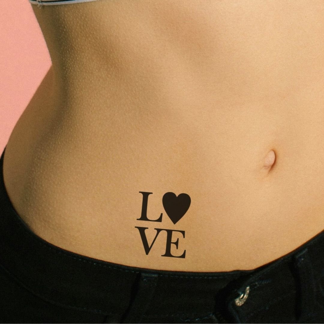 LOVE temporary tattoo, heart as the O - 1 | Temporalis
